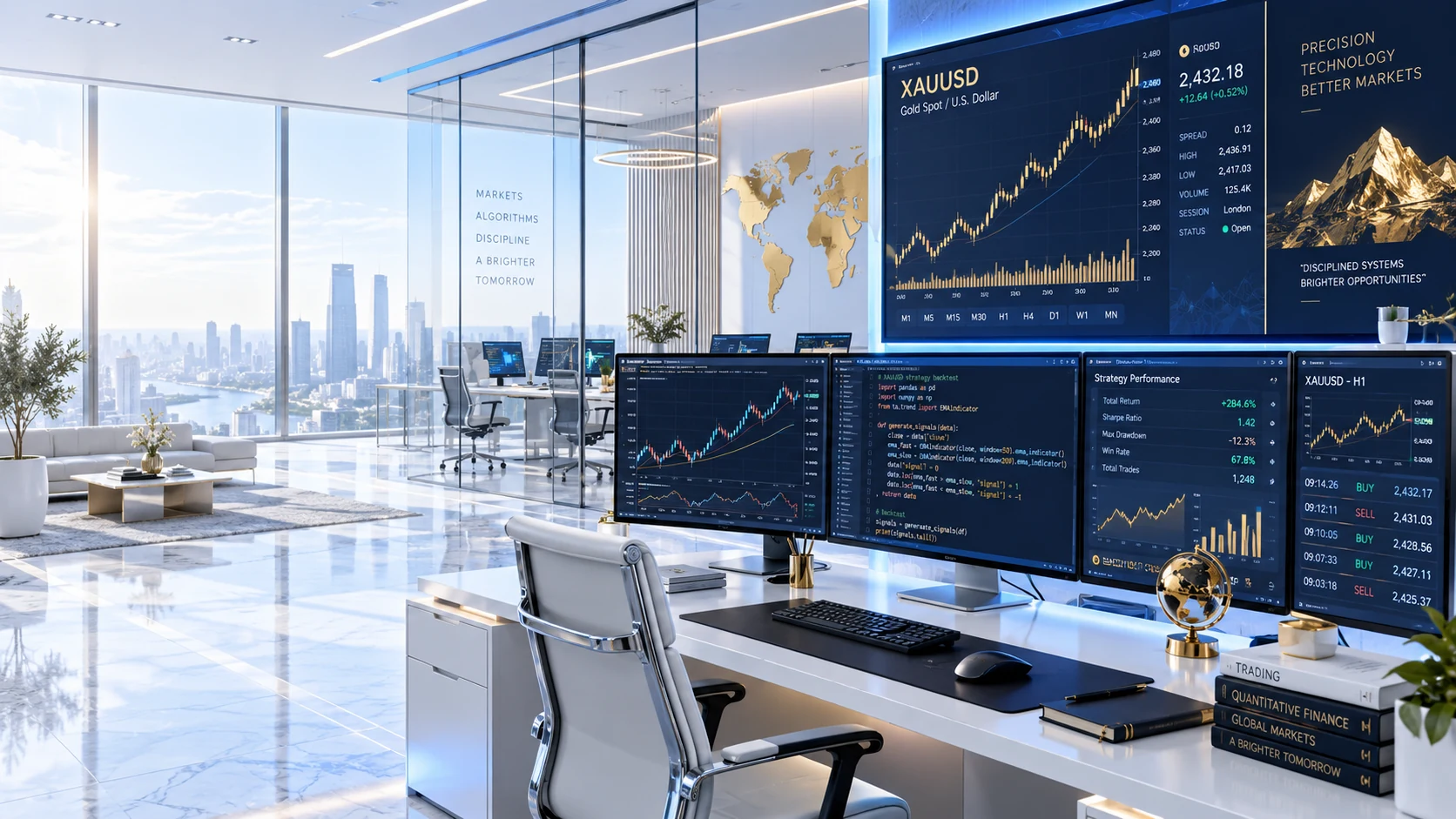 Premium financial dashboard on laptop and mobile device